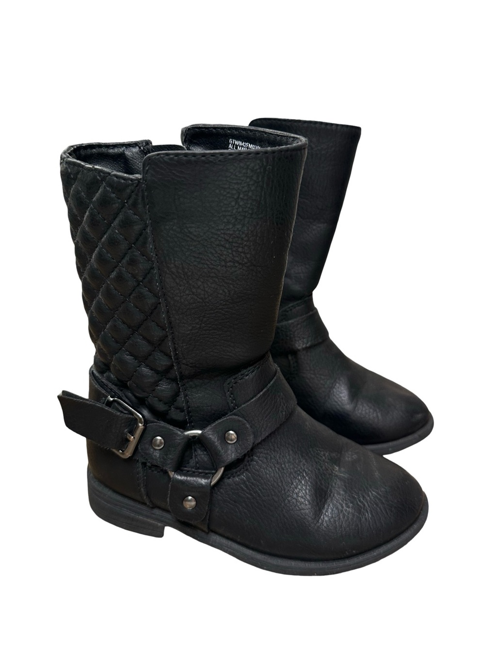 Wonder Nation size 8 girls black zip up boots faux leather